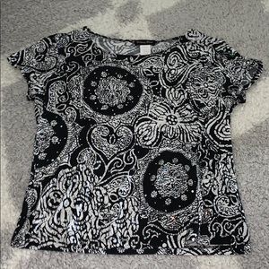 WOMENS BLACK&WHITE SPARKLING TOP